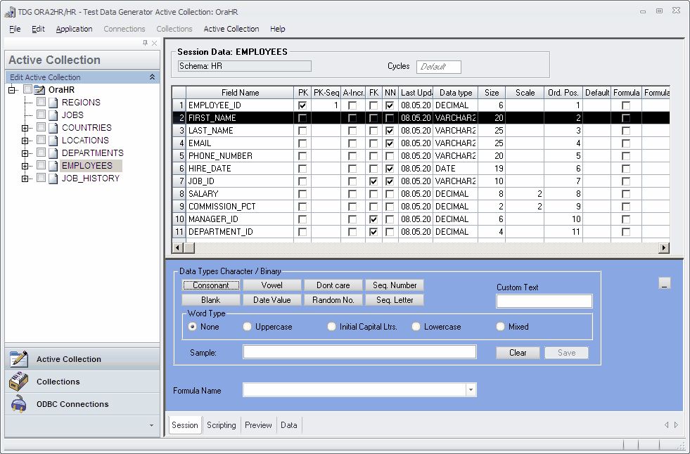 Test Data Generator TDG 2.0 screenshot
